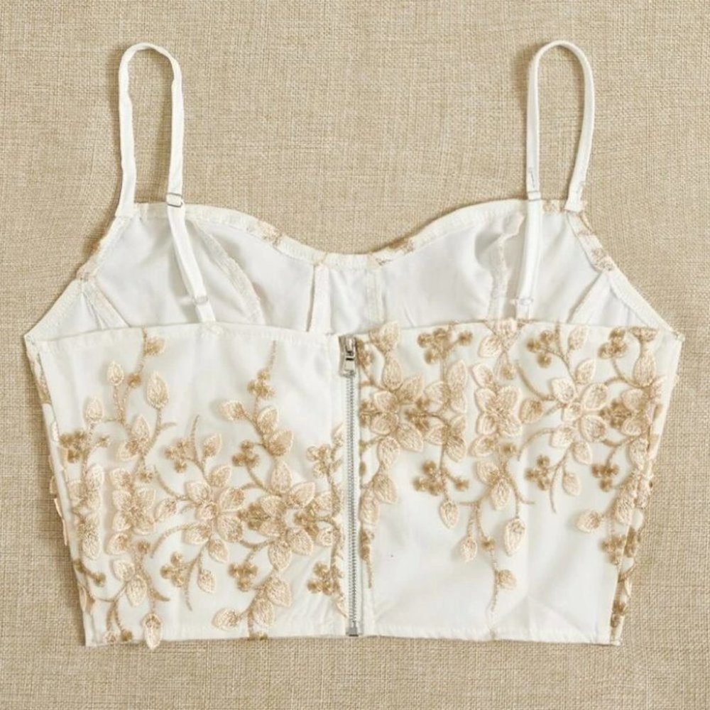 Floral Embroidery Cami Top sexy trendy - Picture 2 of 5